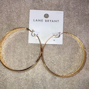 Lane Bryant Gold Tone Extra Large Hoop Earrings NEW